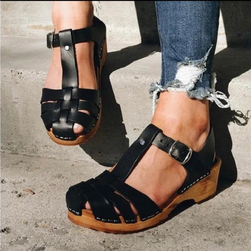 Swedish Hasbeens Sandals size 39 Black